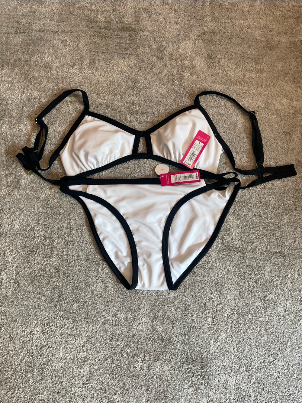Target White Bikini with Black Trim Two-Piece Swim Set